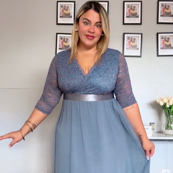 CHIFFON & SEQUIN A-LINE Ñ GOWN DRESS Plus Size Style Lace New 2025 - Picture 3 of 12